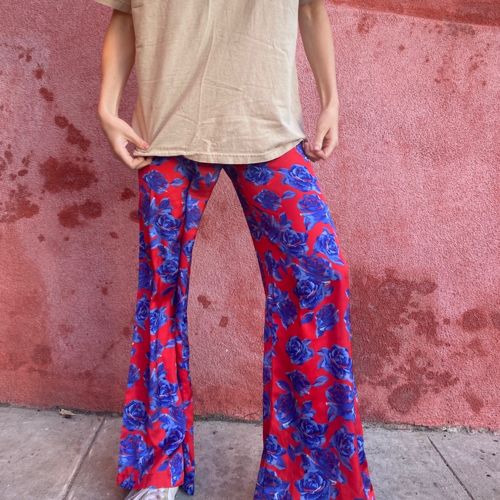 SATIN WIDE LEG ROSE PANTS - Picture 6 of 9